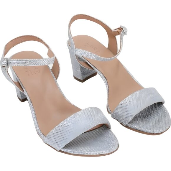 Naturalizer Bristol Silver Glitter Block Heel Dress Sandals Women's US 8W - Picture 4 of 6